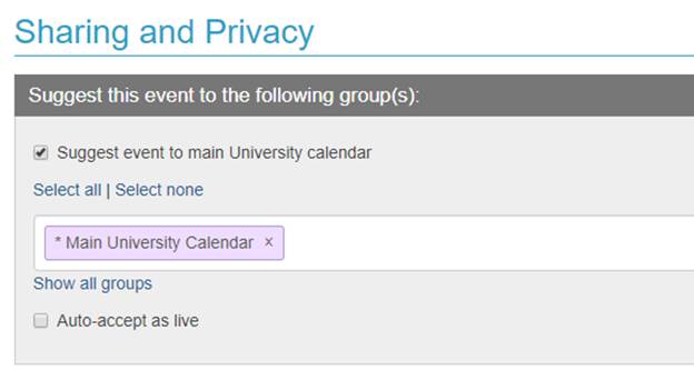 A mechanic in LiveWhale to suggest items to the Main University Calendar
